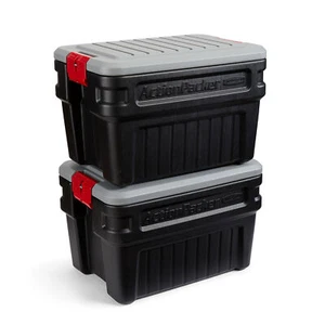Rubbermaid 24 Gal Action Packer Lockable Latch Storage Container, Black (2 Pack) - Picture 1 of 12