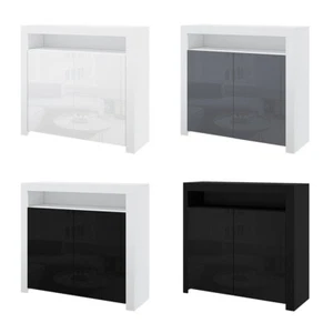 Modern Cabinet with LED Lighting Storage High-Gloss Door Matt Body Display Unit - Picture 1 of 50
