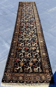 3 X 15 Rare Antique 100% Wool Kurdish Runner Rug Beautiful Pattern Arabesques - Picture 1 of 18
