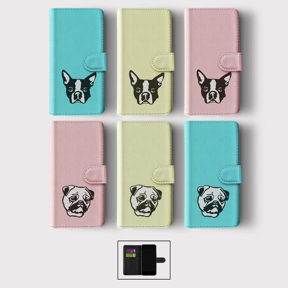CASE FOR IPHONE 16 16E 15 14 12 12 SE PRO WALLET FLIP PHONE COVER DOG PUPPY FACE - Image 1 of 1