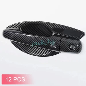 For Pajero Montero Sport MK3 Carbon Fiber Car Door Handle Cover + Sourround Trim - Picture 1 of 7