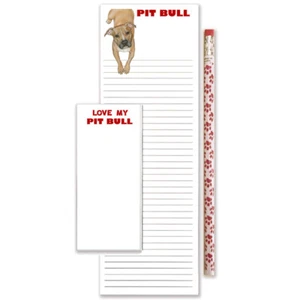 Pit Bull To Do List Magnetic Shopping Pad Notepad & Pencil Gift Set - Picture 1 of 1