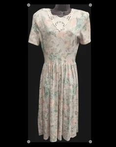 80s Pastel Floral Midi Length Tea Dress - Picture 1 of 4