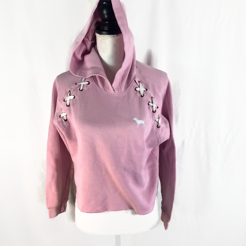 UNDERCOVER Felpa con cappuccio Victoria's Secret ROSA stringata felpa in pile logo crop small