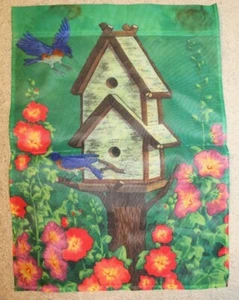House Mailbox Garden Flag Banner Spring Summer Blue Bird House flowers 16" x 12" - Picture 1 of 5