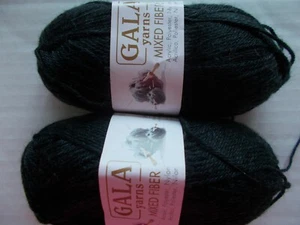 Gala Mixed Fiber sport weight yarn, dark charcoal gray (light black), lot of 2 - Picture 1 of 2