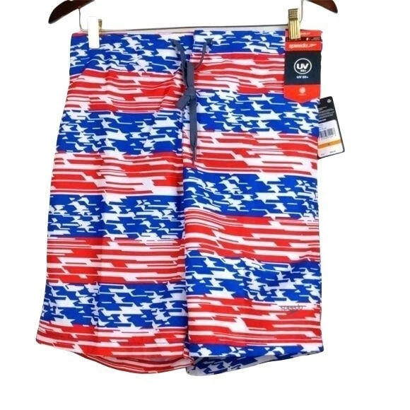 Speedo men's Red White & Blue swim trunks UV 50 () S