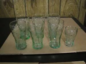 VASOS PEQUEÑOS DE JUGO LIBBEY COCA-COLA VERDE 6-4.5" DE ALTO--6 0ZS. y 1-3" de alto-2 ozs - Imagen 1 de 11