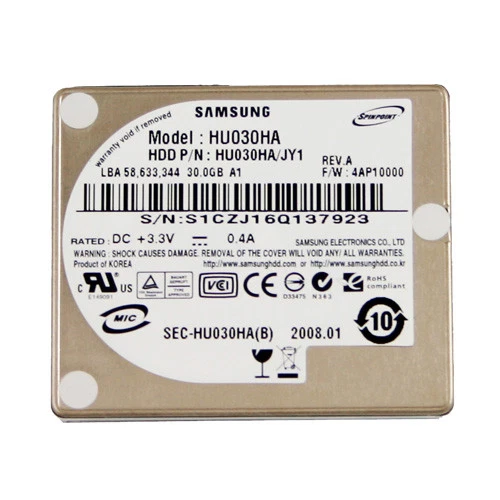 Samsung HU030HA 30Gb 3600RPM PATA/ZIF 2Mb Cache 1.68" Ultra Mobile Hard Drive - Image 1 of 1