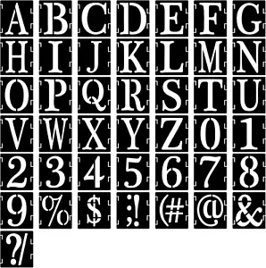 Plantillas de letras de 2 pulgadas símbolos números plantillas artesanales para pintar sobre madera, 43 piezas - Imagen 1 de 12