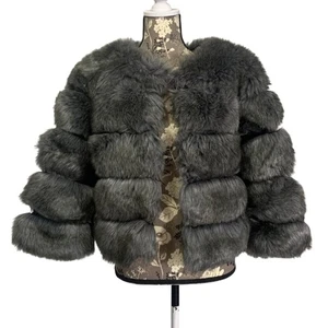 THE BEAUTY OPTIMAL PRODUCT grauer Kunstfell Glam Bolero offener Mantel Damen Größe 2XL - Bild 1 von 4