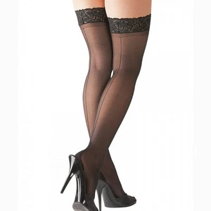 Sexy Halterlose Naht-Strümpfe XS S M L XL Spitze schwarz Nylons Damen Dessous - Bild 1 von 43