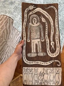 Aborigine Schule Arnhem Land Original Rindengemälde  - Bild 1 von 12