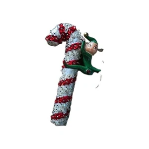 Adorno de Navidad vintage bastón de caramelo elfo MCM 1960 - Imagen 1 de 4