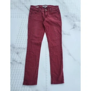 Hot Kiss Jeans 28x30 Red Pants Lily Slim Skinny Stretch Dark Denim Tag 5 - Picture 1 of 19