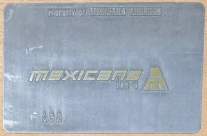 Vintage Mexicana Airlines Airline Ticket Validation Plate - Bild 1 von 2