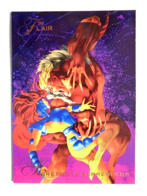 1994 FLEER MARVEL FLAIR BASE CARD #129 SABRETOOTH SURRENDERS NM - Image 1 of 2