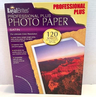 Inkjet Printer Photo Satin Paper Royal Brites Professional Plus Letter Sz READ - Image 1 of 4