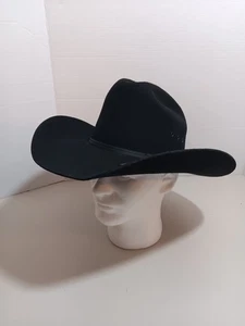 MHT Westerns Wool Cowboy Hat WPL 4384 Black Made In The USA 7 1/8 - Picture 1 of 11