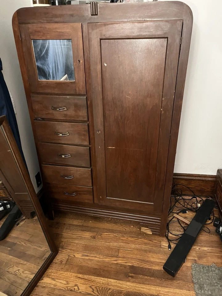 Antiguo armario antiguo llave esqueleto cerradura con cerradura para abrir y bloquear Foto 1 de 2