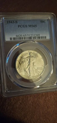 1943-S 50C Walking Liberty Half Dollar PCGS MS65 - Image 1 of 2