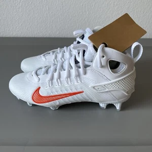 Nike Huarache 9 Elite Mid tacchetti lacrosse bianco arancione uomo taglia 4 donna taglia 5,5 - Foto 1 di 7