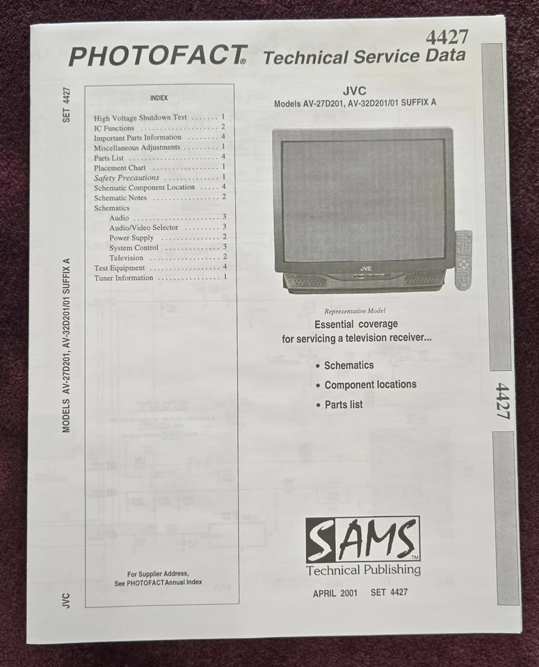 Sams Photofact 4427 Service Manual for JVC AV-27D201, AV32D201/01 SUFFIX A - Image 1 of 1