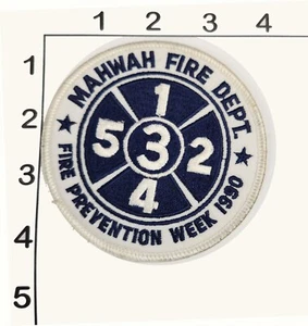 Mahwah New Jersey Fire Department Patch  1990 Prevention Vintage Embroidered - Picture 1 of 1