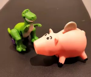Vintage 1995 Disney Toy Story Push & Go Toys Hamm Pig & Rex Dinosaur Works - Picture 1 of 10