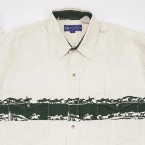 ROPER Cowboy Scene Pearl Snap WESTERN Shirt Long Sleeve Mens XL - Picture 1 of 10