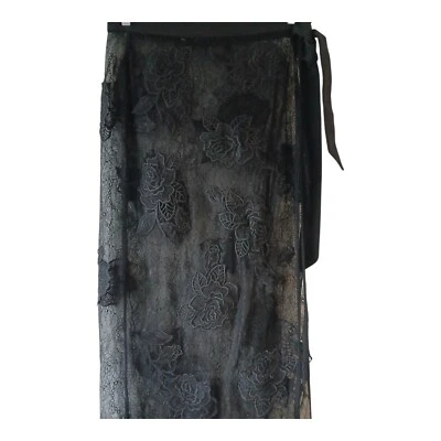 House of cb maxi saia envoltório de renda grande bordada gravata preta festa noite - Imagem 1 de 4