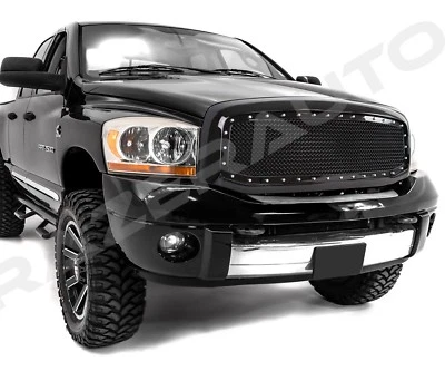 Capó delantero rejilla de malla negra + remache + carcasa de repuesto para 06-09 Dodge RAM 2500+35 Foto 1 de 4