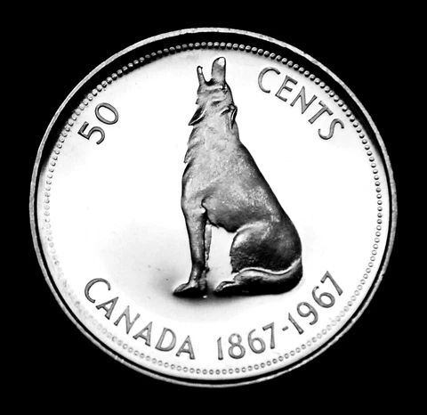 1967 50¢ silver proof like coin in a paper flip and  UNC Cover
