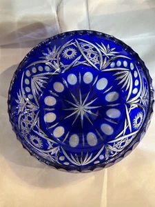 Vintage Cobalt Blue Lead Crystal Bowl 8"l diameter 4 “ High - Picture 1 of 6
