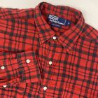 Polo Ralph Lauren Men's Medium Cotton Red Plaid Flannel Long Sleeve Shirt
