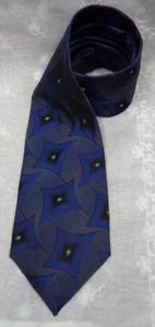 ITALY Men's THE TIE TABLE 100% Silk Neck Tie ~ BLUE / BLACK / GREEN PRINT - Picture 1 of 5