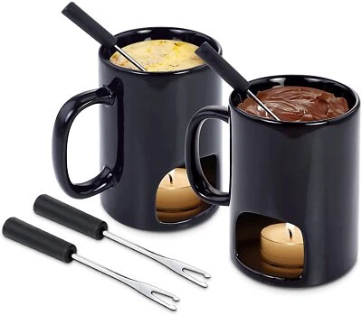 Tazas de fondue de cerámica personal KOVOT (juego de 2) negras o blancas Foto 1 de 4
