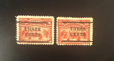 Stamps Newfoundland Two intersting  Sc129  3c on 15c scarlet Seals, see scan - Image 1 of 4