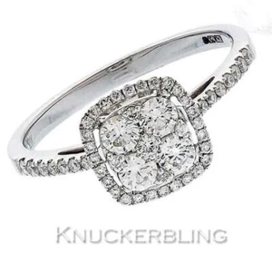 Diamond Square Halo Style Ring 0.60ct F VS Brilliant Cut set in 18ct White Gold - Picture 1 of 1
