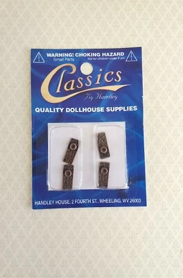 Juego de perillas de puerta miniatura para casa de muñecas de lujo con placas de bronce antiguo escala 1:12 Foto 1 de 2