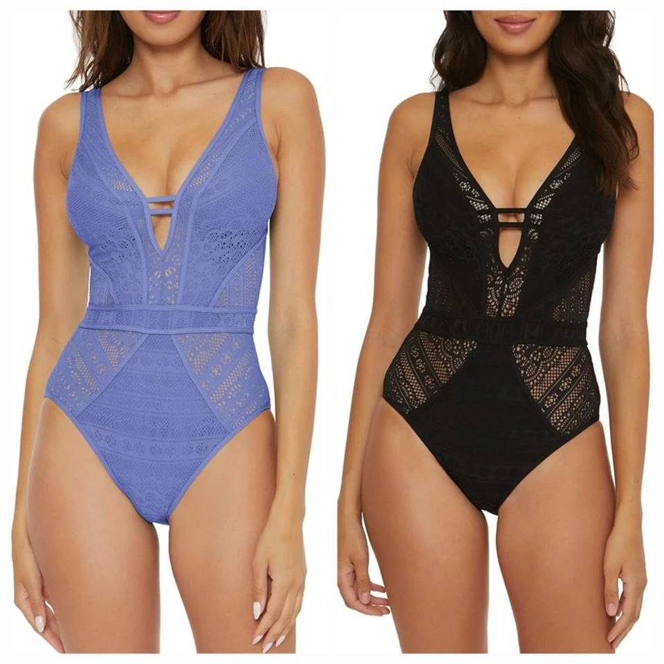Traje de baño de una pieza con ojo de cerradura de ganchillo Becca para mujer Foto 1 de 1
