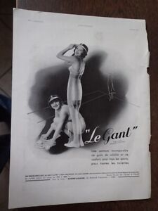 LE GANT tissé latex + l'ETE EN SUISSE publicité papier ILLUSTRATION 1934