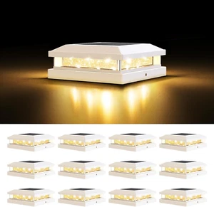 12-Pack Solar Post Lights Outdoor, Waterproof Solar Powered Fence Post Lights fo - Picture 1 of 7