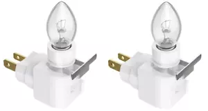 Lot of 2 White Plug In Night Light W/Bulb 4 Watt On/Off Switch W/ Rotating Base - Picture 1 of 4