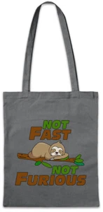 Not Fast Not Furious Hipster Bag Stofftasche Stoffbeutel Faultier Faulenzer - Picture 1 of 1