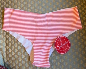 Braguita de bikini Splendies rosa blanco a rayas mediana M nueva con etiquetas - Imagen 1 de 7