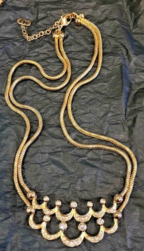 BELLISSIMA COLLANA VINTAGE CHRISTIAN DIOR DOPPIA CATENA CRISTALLO