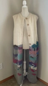 Suéter Mohair Tejido a Mano Susan Vale De Colección Hasta el Suelo Bolsillos Botones - Imagen 1 de 13