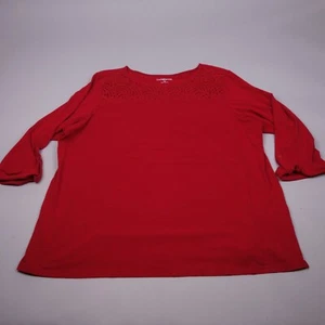 Croft & Borrow Shirt size 2X Long Sleeve Red Cotton Blend Casual Womens - Picture 1 of 10