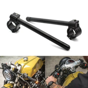 58 mm Negro Clip-On Clip Ons Manillar Barra Horquilla Tubo para Benelli Leoncino 500 - Imagen 1 de 9